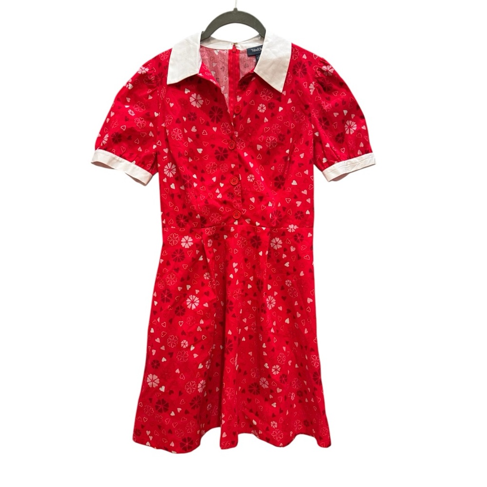 Modcloth One Sweet Day Floral Heart Dress with White Collar NWT size 0